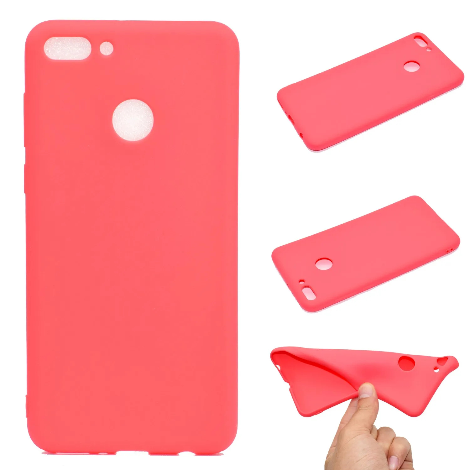 for HUAWEI Y9 2018 Lovely Candy Color Matte TPU Anti-scratch Non-slip Protective Cover Back Case white