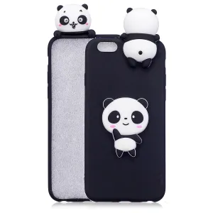 For iPhone 6/6S 3D Cute Cartoon Animal TPU Anti-scratch Non-slip Protective Cover Back Case Black panda