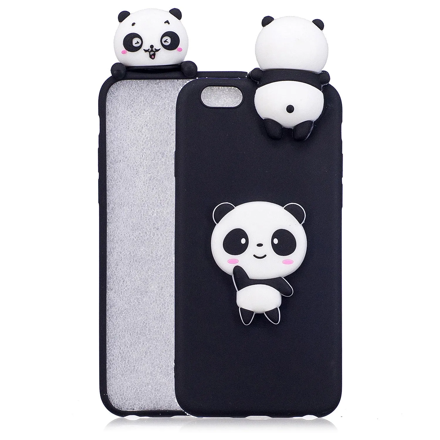 For iPhone 6/6S 3D Cute Cartoon Animal TPU Anti-scratch Non-slip Protective Cover Back Case Black panda