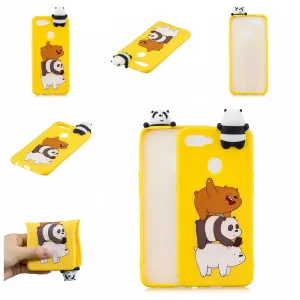For OPPO F9/F9 PRO 3D Cute Coloured Painted Animal TPU Anti-scratch Non-slip Protective Cover Back Case Striped bear