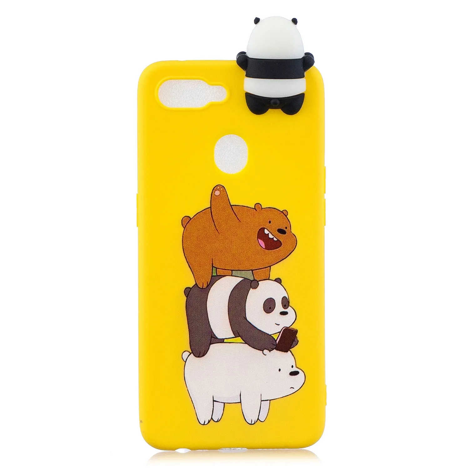 For OPPO F9/F9 PRO 3D Cute Coloured Painted Animal TPU Anti-scratch Non-slip Protective Cover Back Case Striped bear