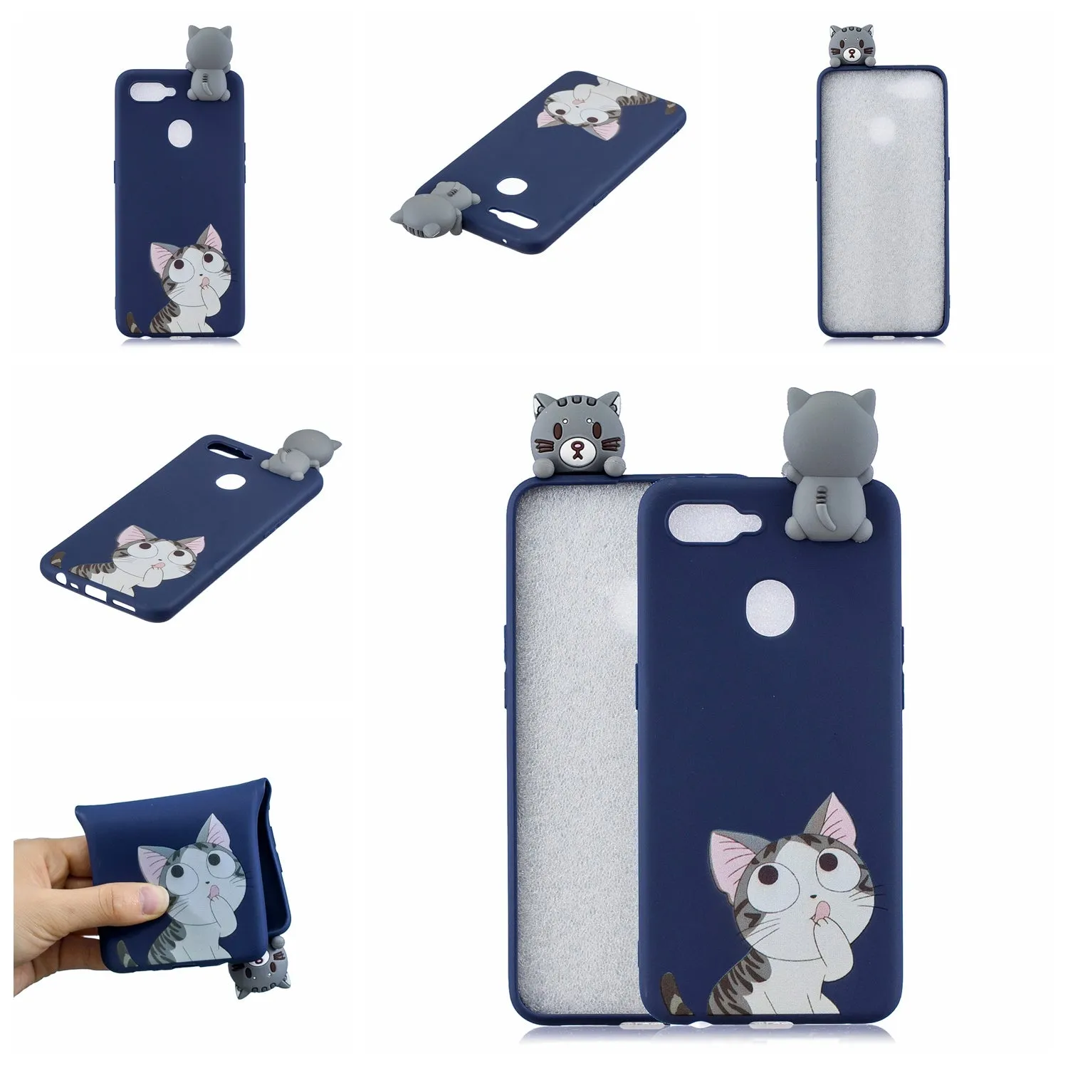 For OPPO F9/F9 PRO 3D Cute Coloured Painted Animal TPU Anti-scratch Non-slip Protective Cover Back Case Striped bear