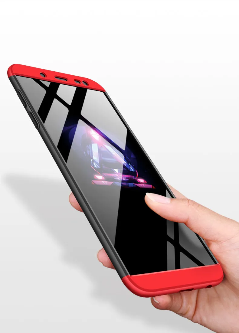 For Samsung J6 2018/on 6 Ultra Slim 360 Degree Non-slip Shockproof Full Protective Case Red black red