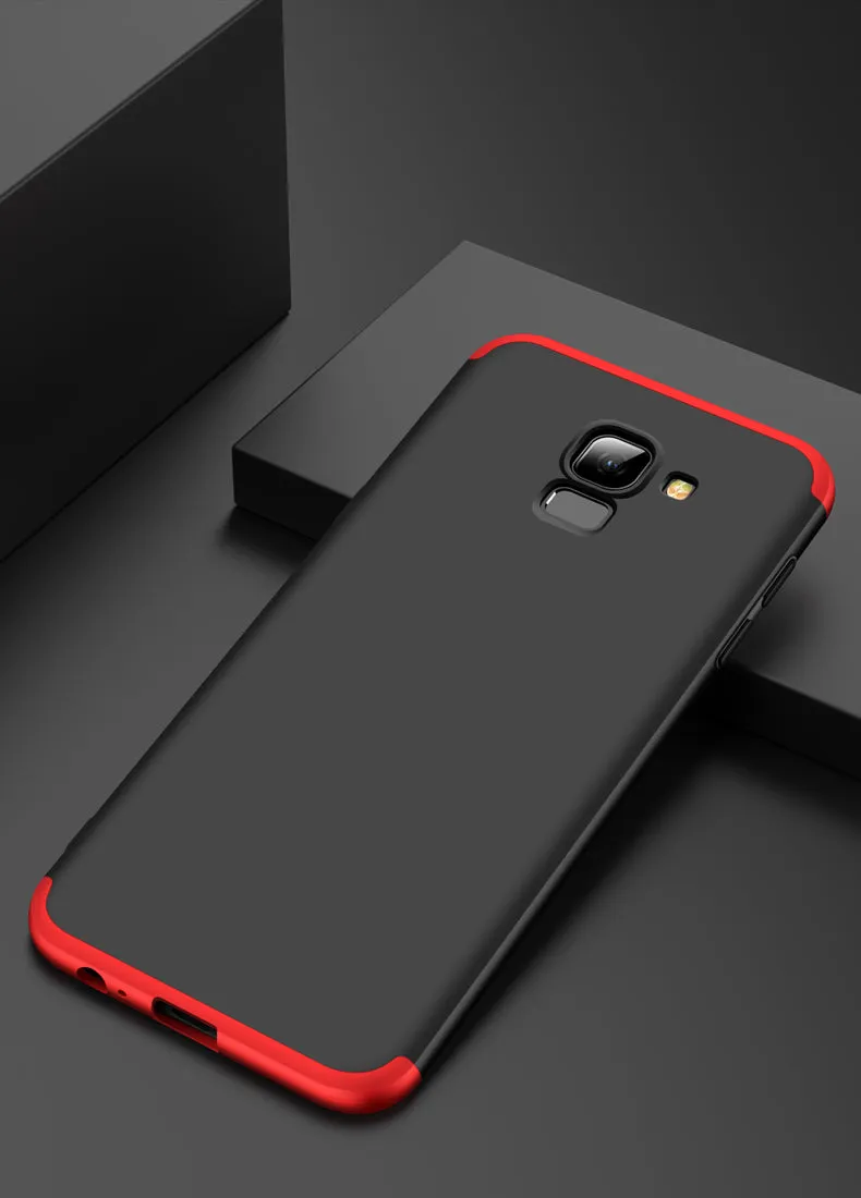 For Samsung J6 2018/on 6 Ultra Slim 360 Degree Non-slip Shockproof Full Protective Case Red black red
