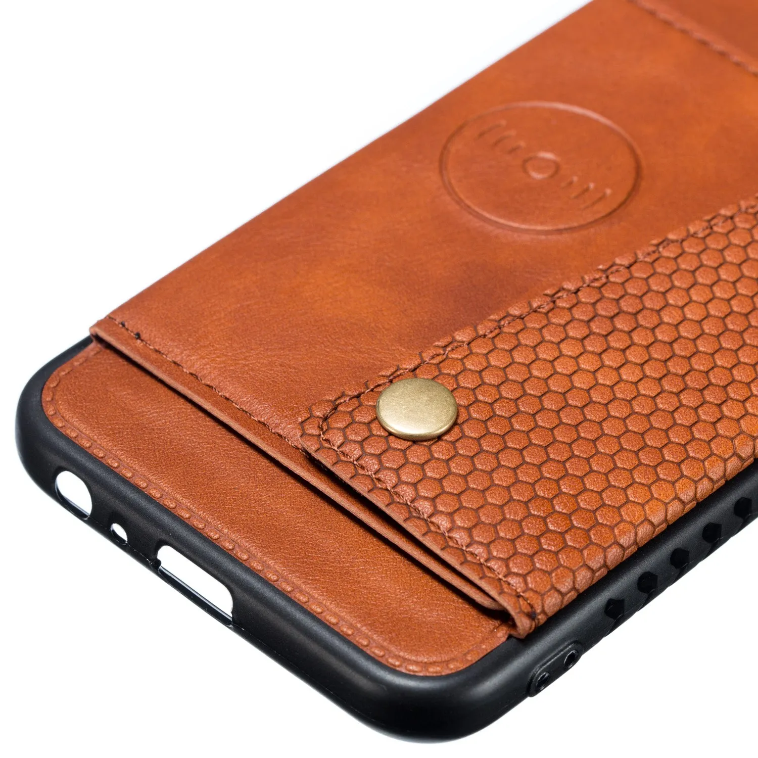 For Samsung J6 PLUS Double Buckle Non-slip Shockproof Cell Phone Case with Card Slot Bracket blue