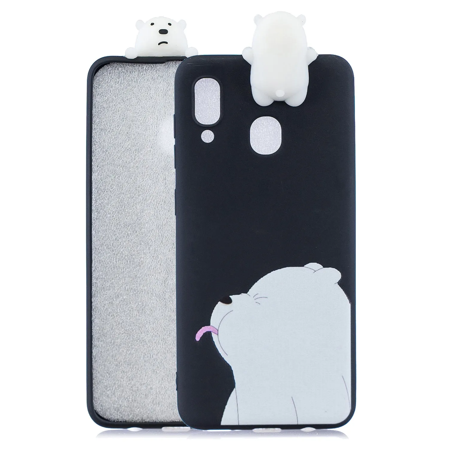 For Samsung M20 3D Cute Coloured Painted Animal TPU Anti-scratch Non-slip Protective Cover Back Case Light blue