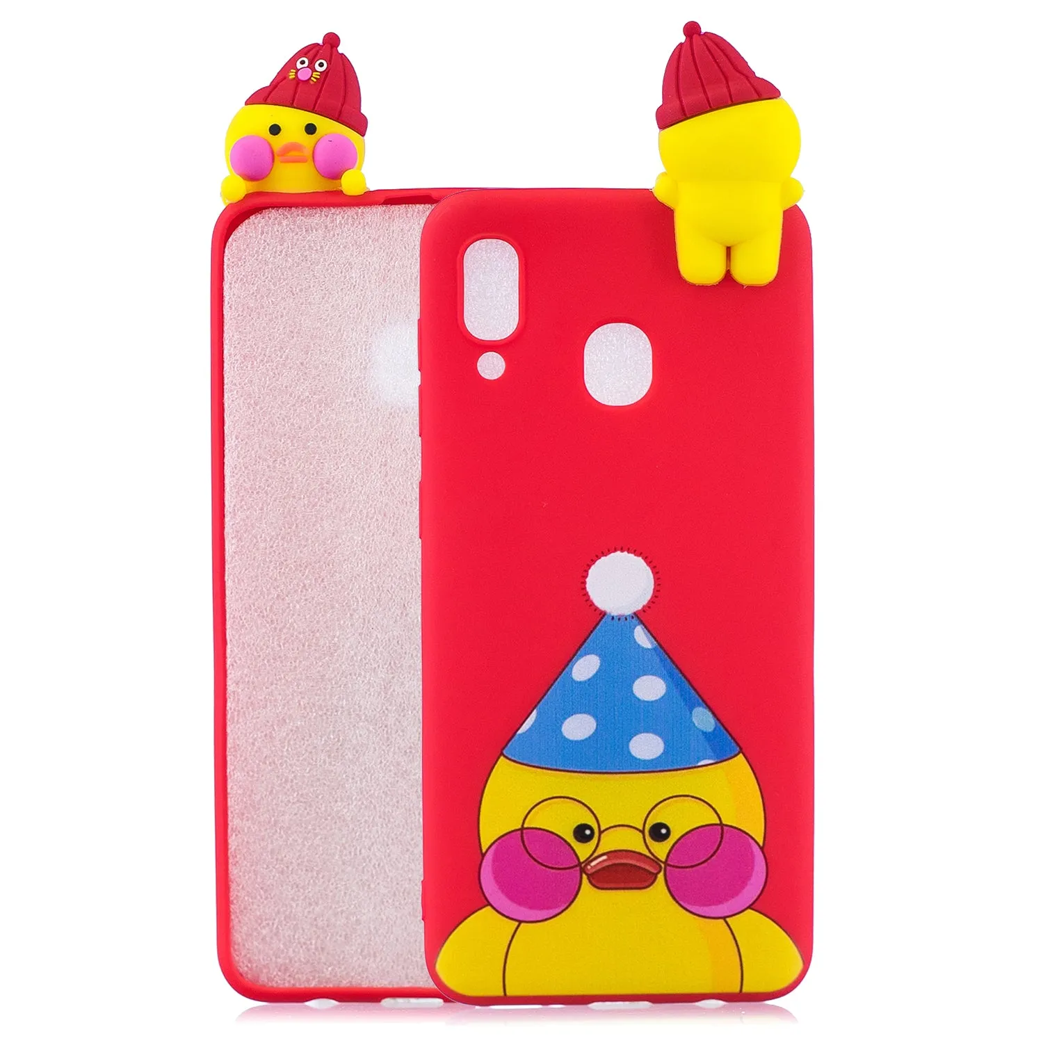 For Samsung M20 3D Cute Coloured Painted Animal TPU Anti-scratch Non-slip Protective Cover Back Case Light blue