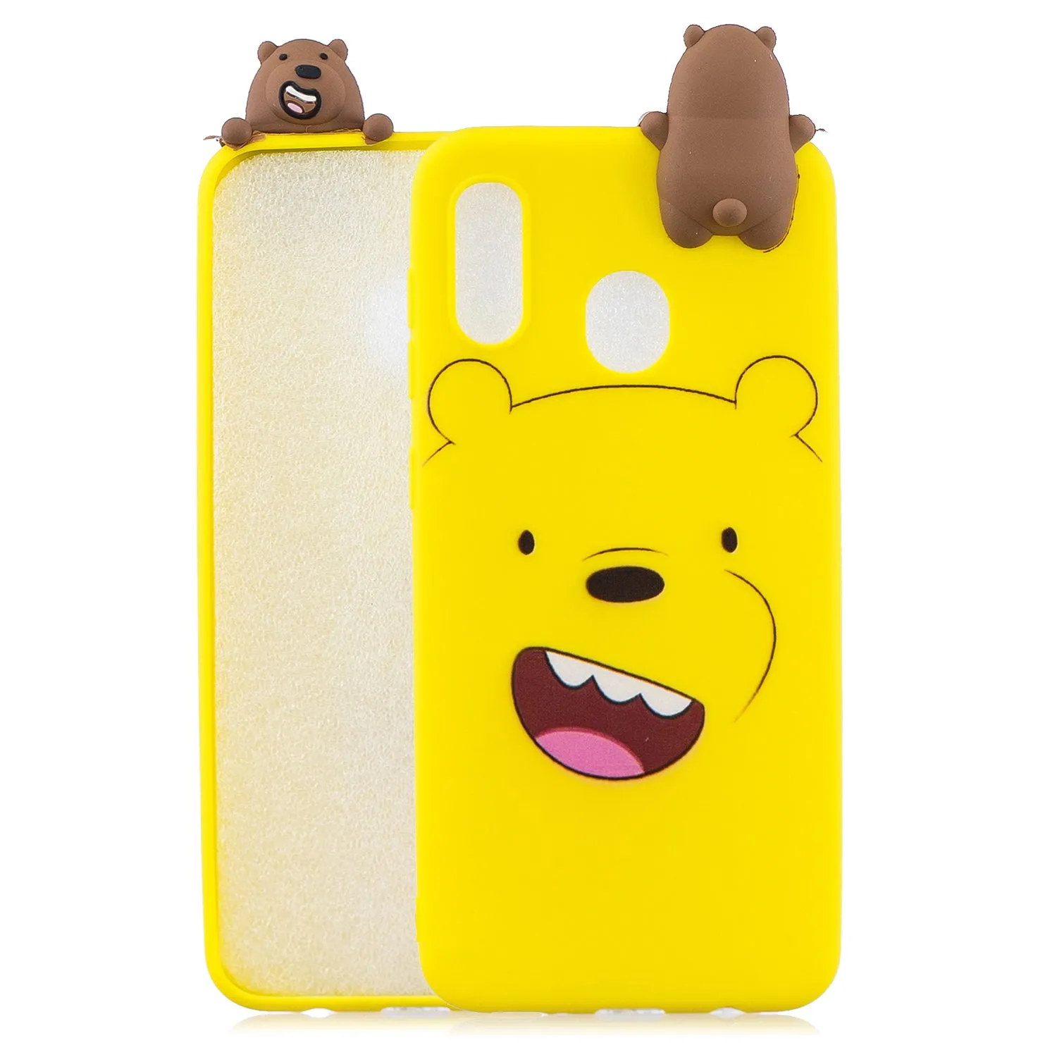 For Samsung M20 3D Cute Coloured Painted Animal TPU Anti-scratch Non-slip Protective Cover Back Case Light blue