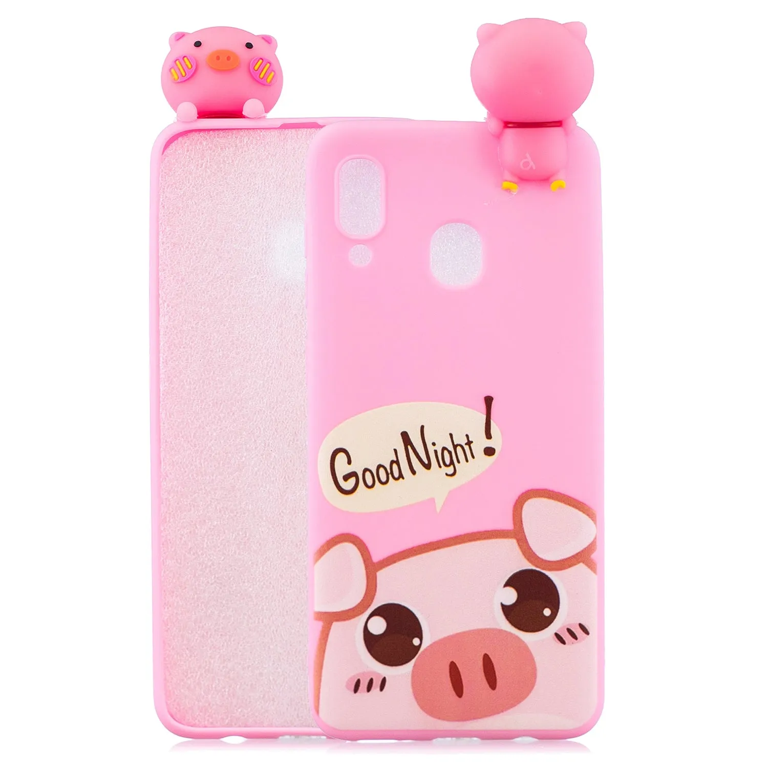 For Samsung M20 3D Cute Coloured Painted Animal TPU Anti-scratch Non-slip Protective Cover Back Case Light blue