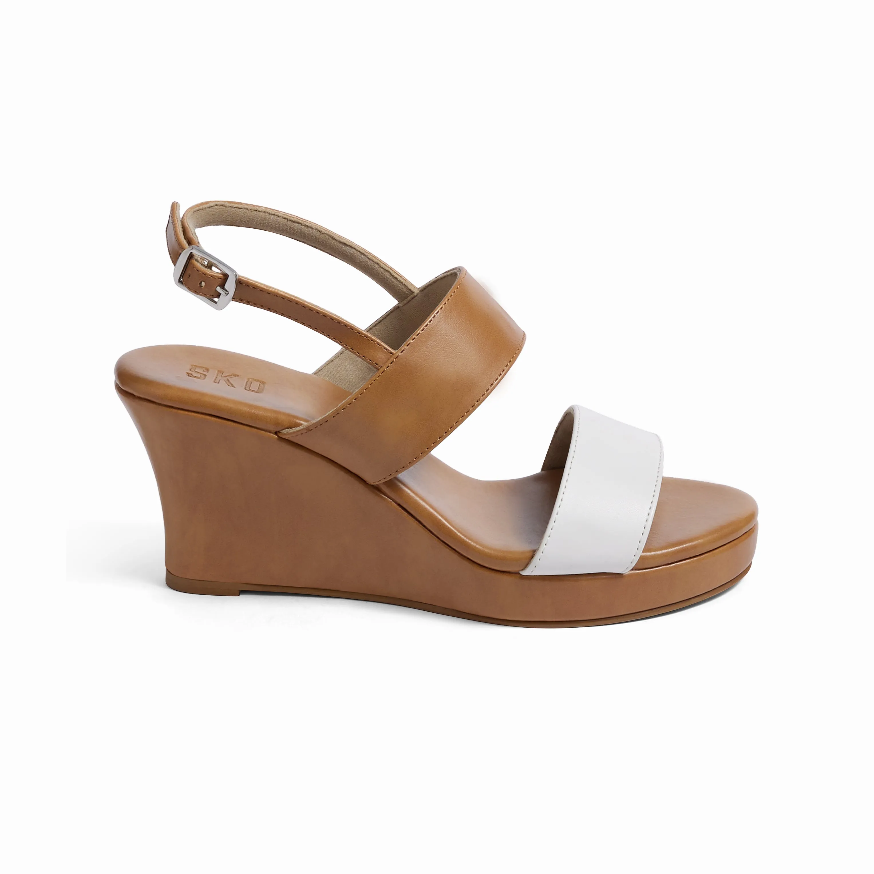 Forli Tan & White Wedges For Women