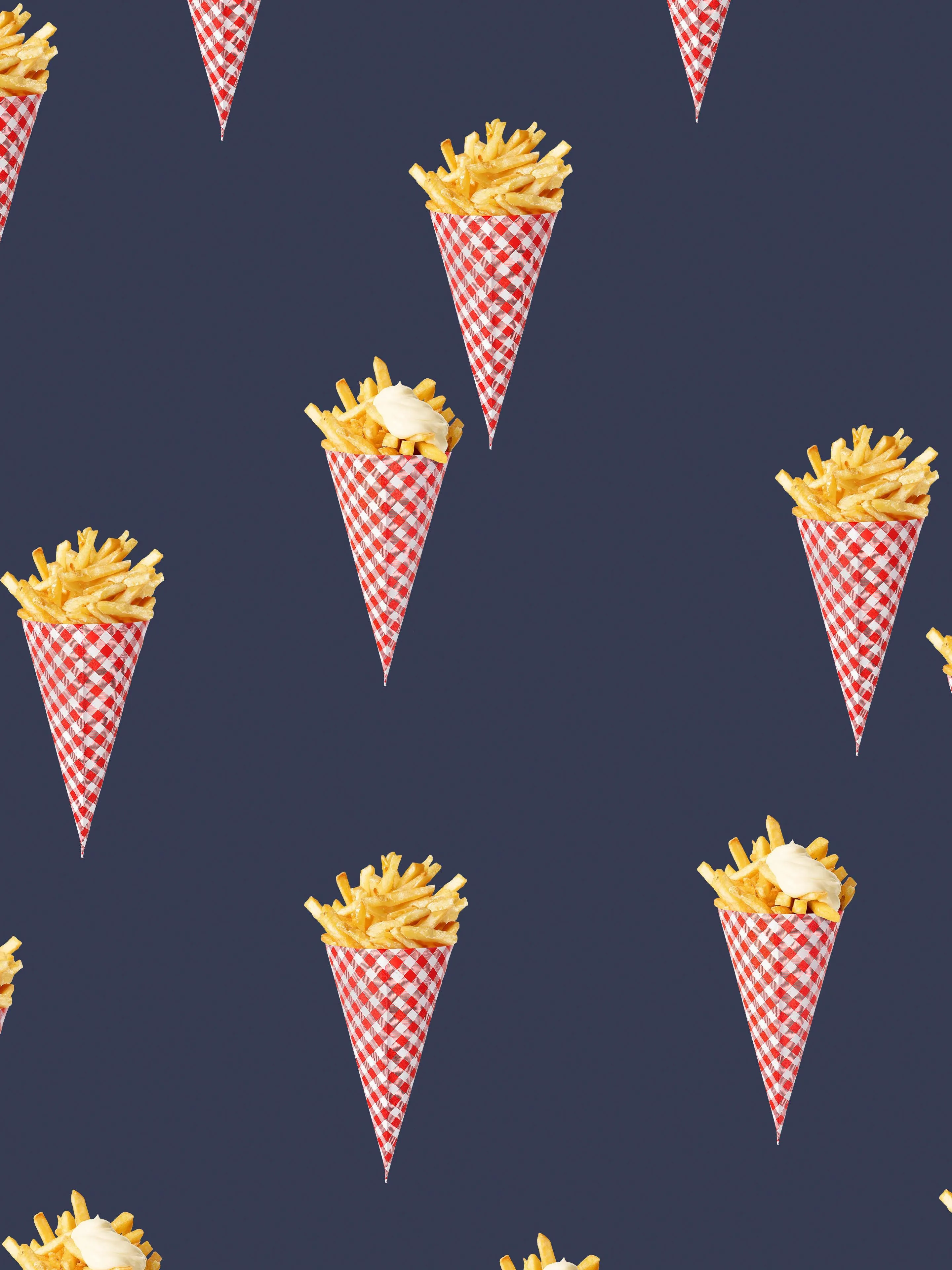 Fries Navy V-neck T-shirt Dames