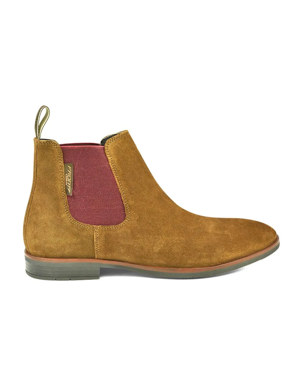 FRONT Mens Round Douglas Chelsea Slip On Shoes Brown UK 7 to UK 12