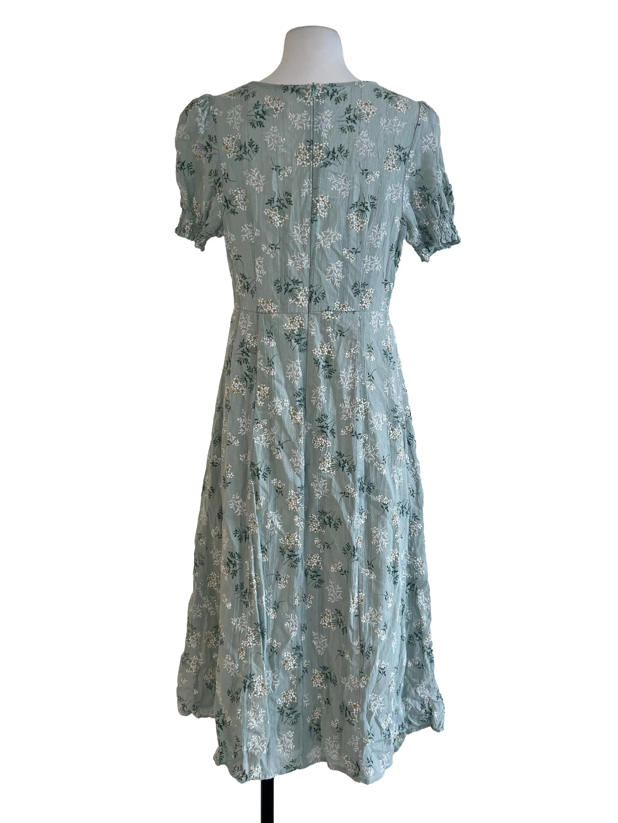 Green Floral Pattern Slip Dress