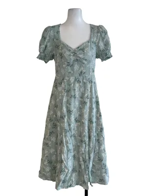 Green Floral Pattern Slip Dress