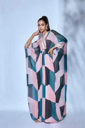 Hand-embroidered Kaftan and Slip