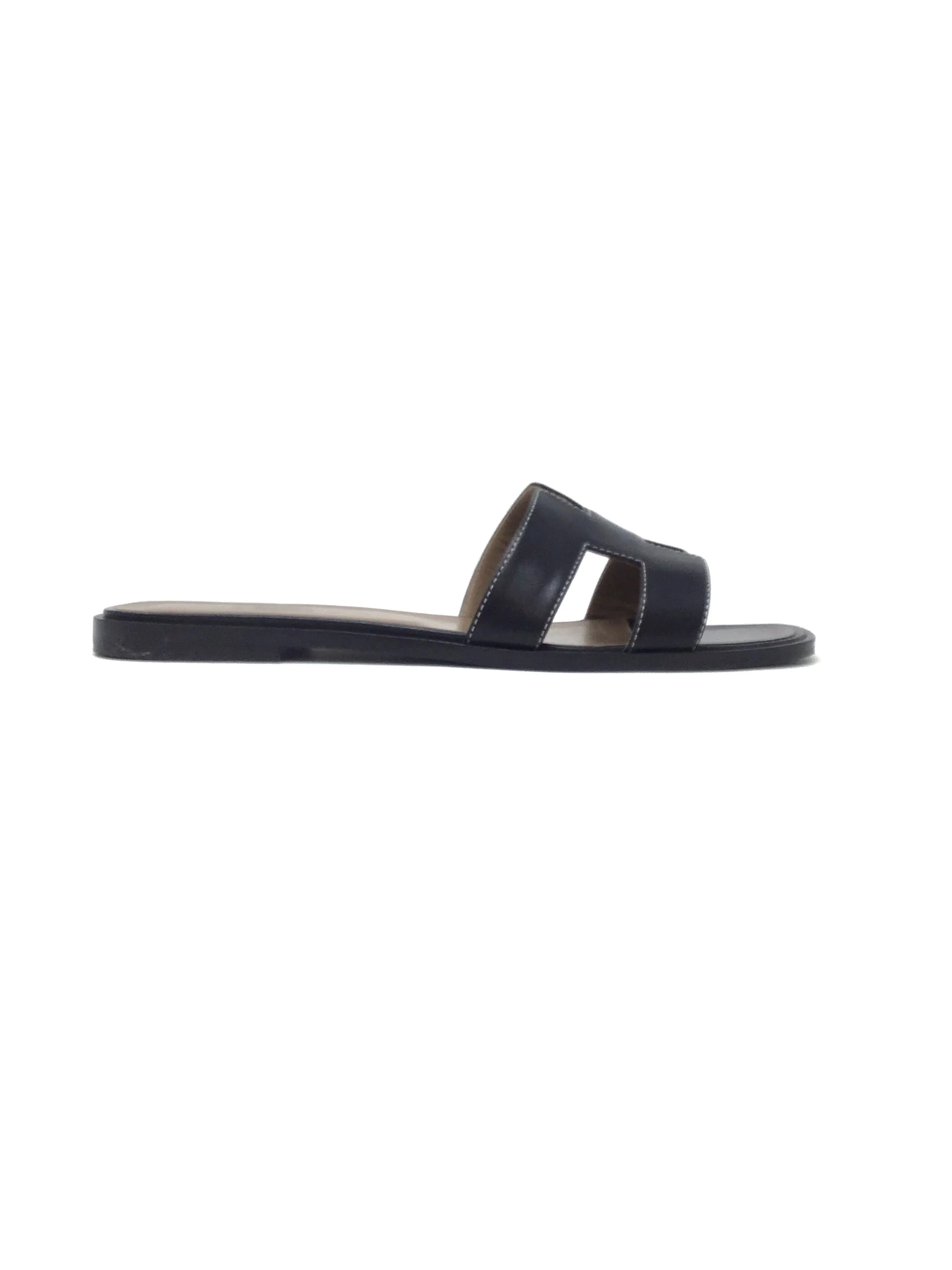 Hermes W Shoe Size 40.5 WB! 'Oran' H Leather Sandal