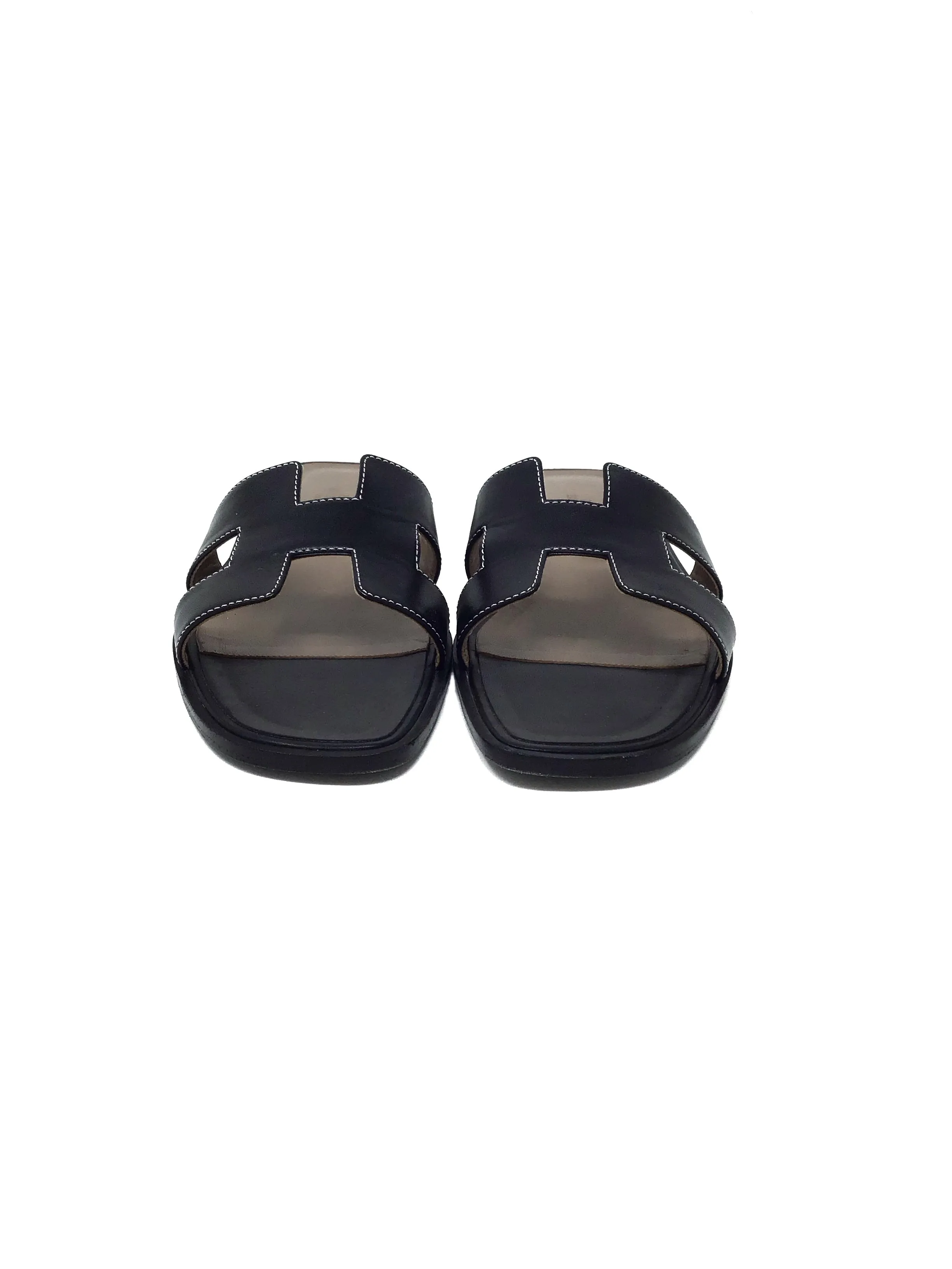 Hermes W Shoe Size 40.5 WB! 'Oran' H Leather Sandal