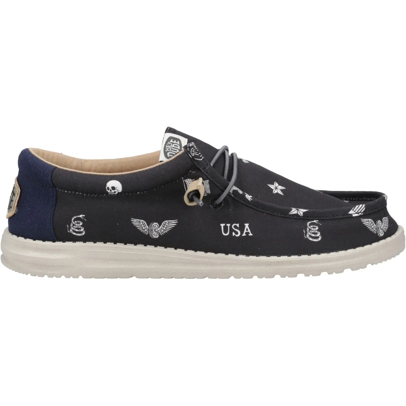 HEYDUDE Men Classic Slip On Shoes - Wally Stars n Skulls in Black, 7-12 - G41284