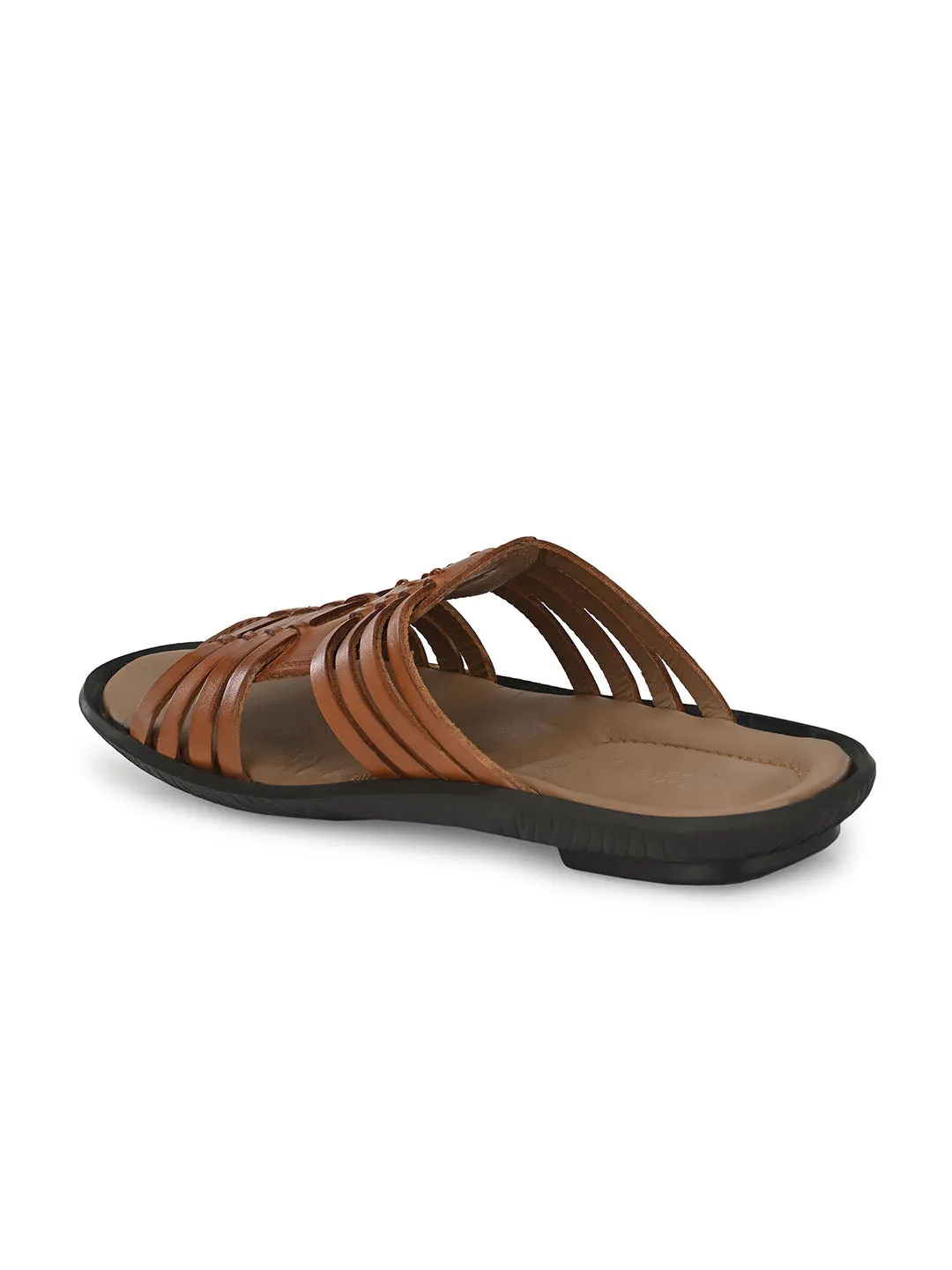 HITZ97104 Men's Tan Leather Daily Wear Open Slipper