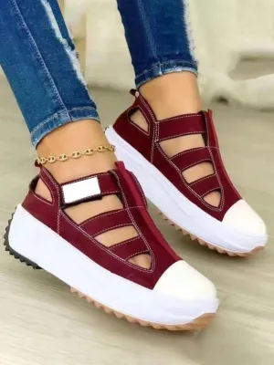 Hollow Breathable Canvas Platform Shoes
