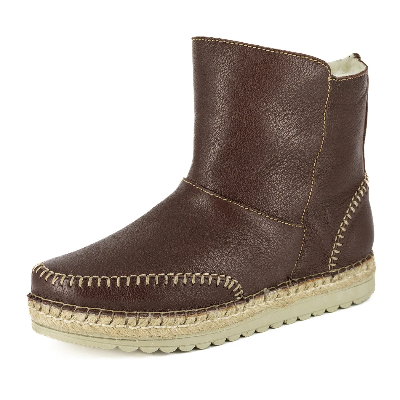 Kigali : Ladies Leather 100% Wool-Lined Boot in Cafe Cayak