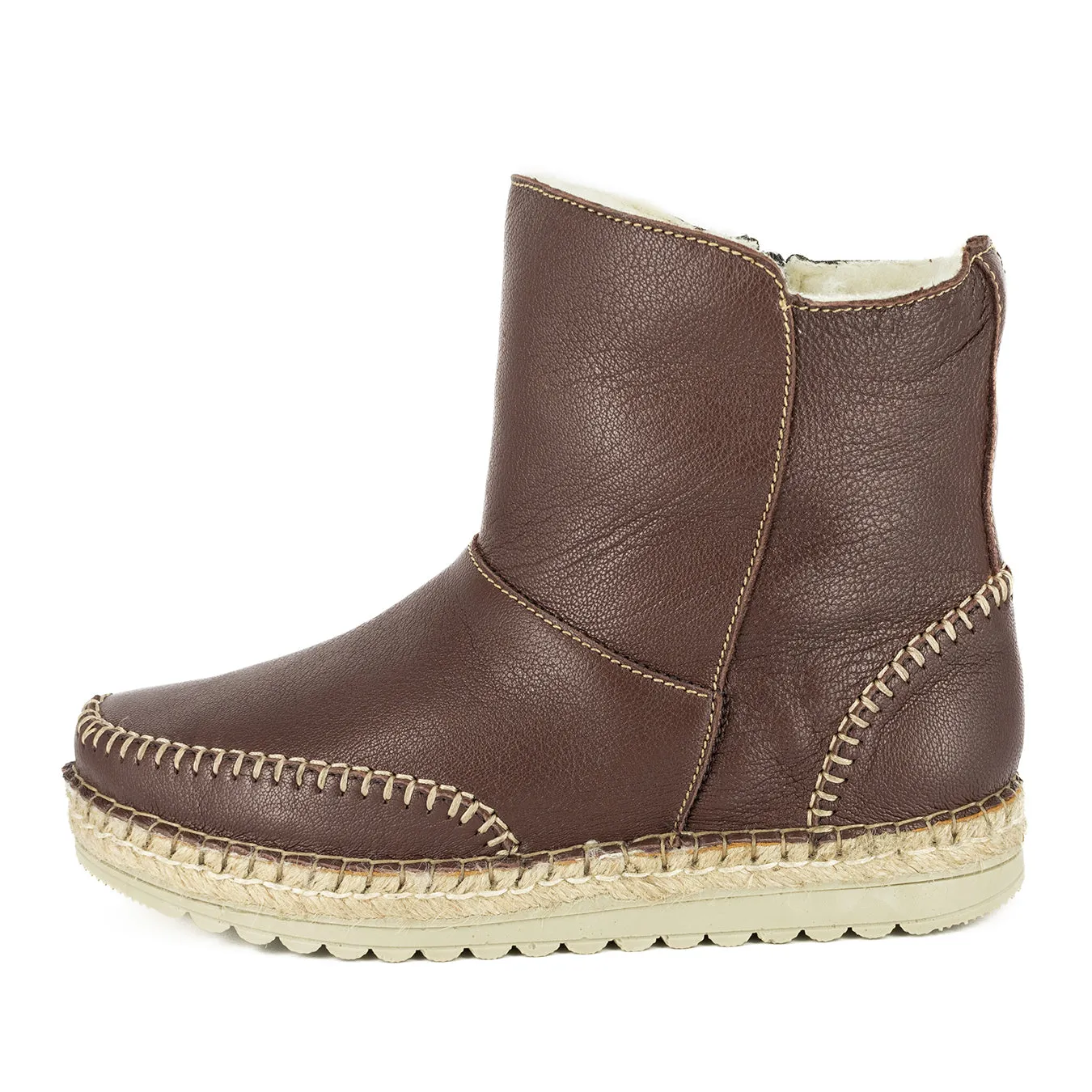 Kigali : Ladies Leather 100% Wool-Lined Boot in Cafe Cayak