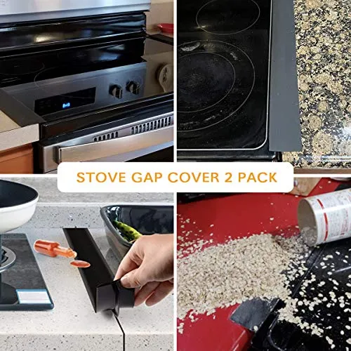 Kitchen Silicone Stove Gap Cover（2 Pack),25/21inch Kitchen Silicone Stove Counter Gap Cover Between Oven and Countertop Dishwasher, Easy Clean Heat Resistant Gap Guards… (21 inch)