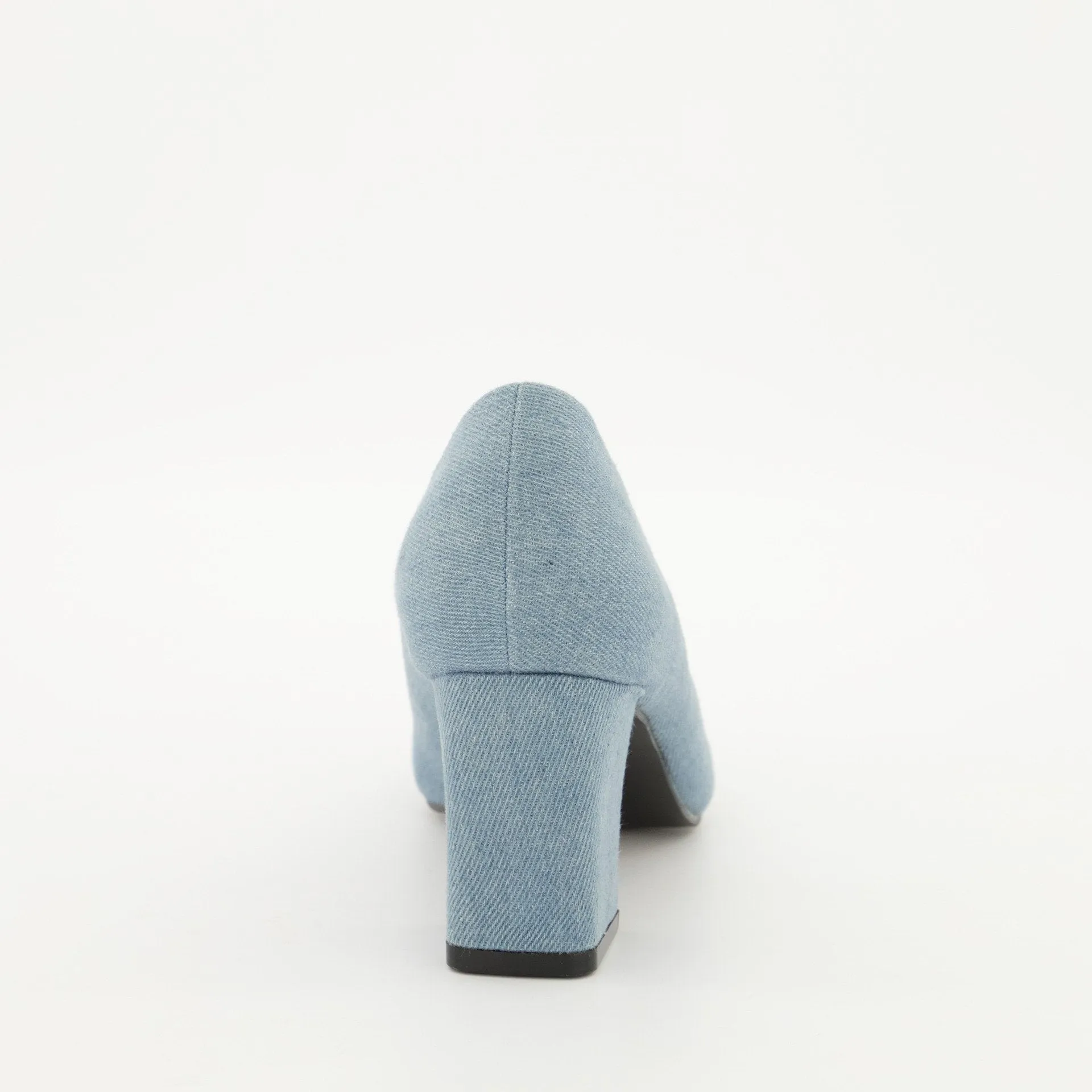 Ladies Pointy Toe Midi Block Heel - Denim
