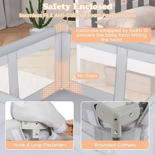 Large Baby Playpen BPA-Free Foldable Toddlers Safety Fence Play Yard with Zipper
