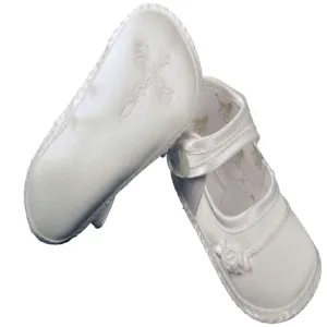 little things mean a lot satin shoe with embroidered celtic cross  - girls