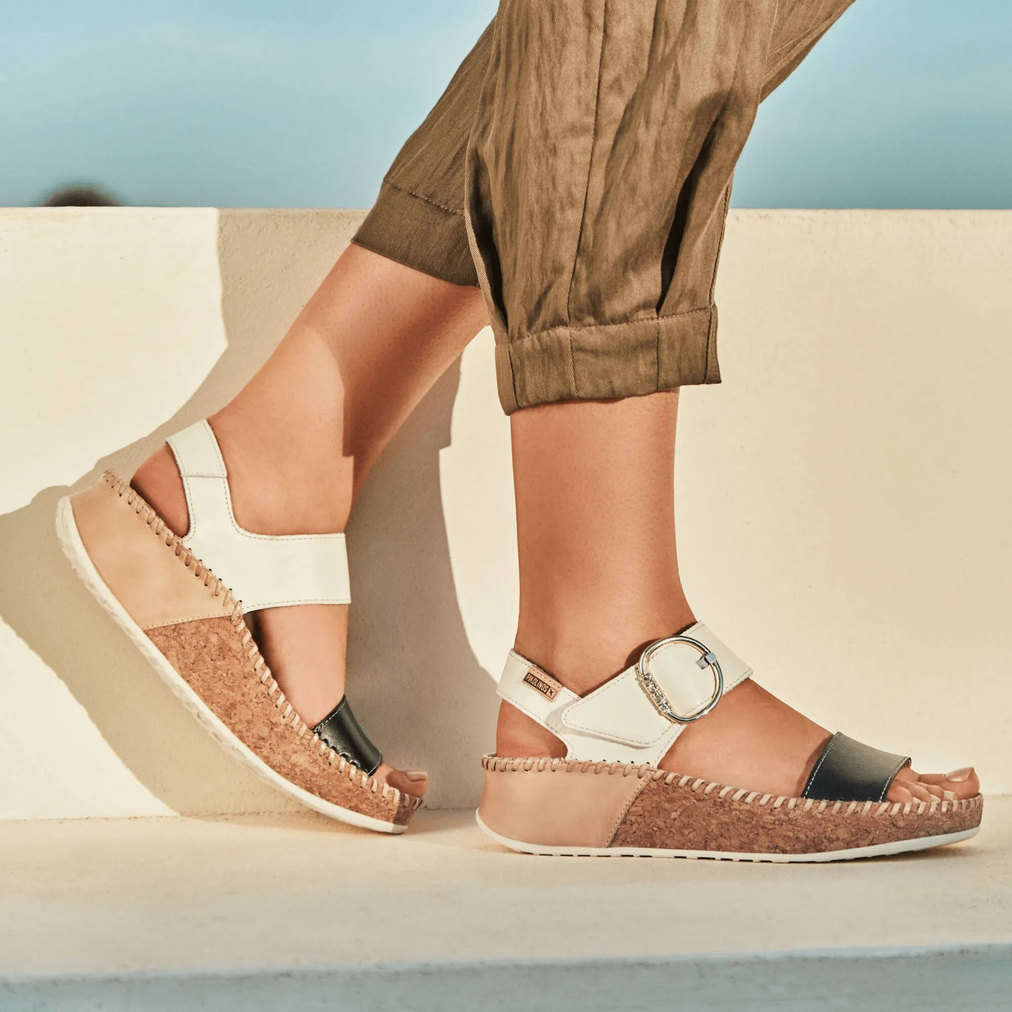 Marina Platform Back Strap | Leather | Black/Ivory
