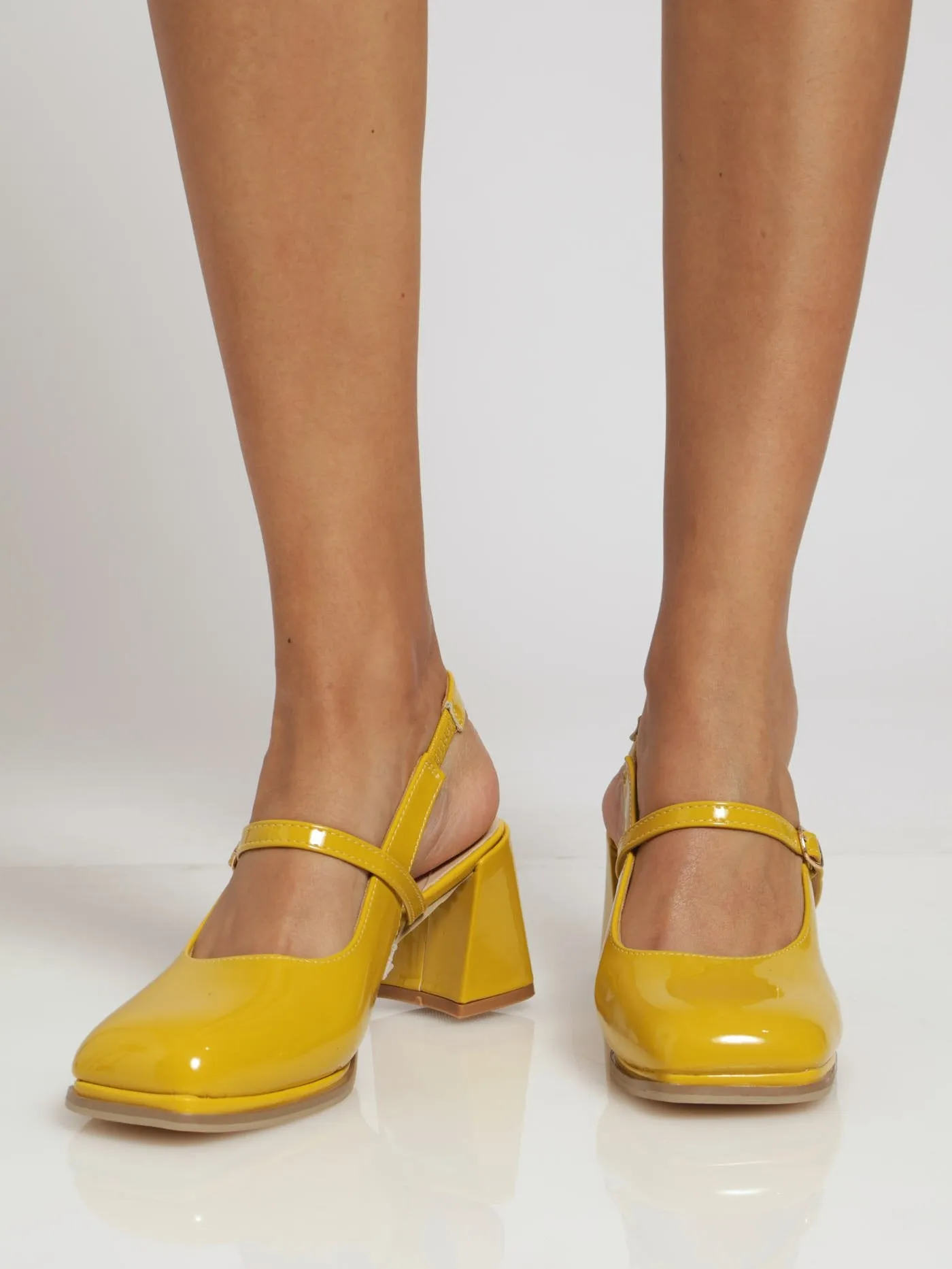 Mary Jane Block Heel - Lime