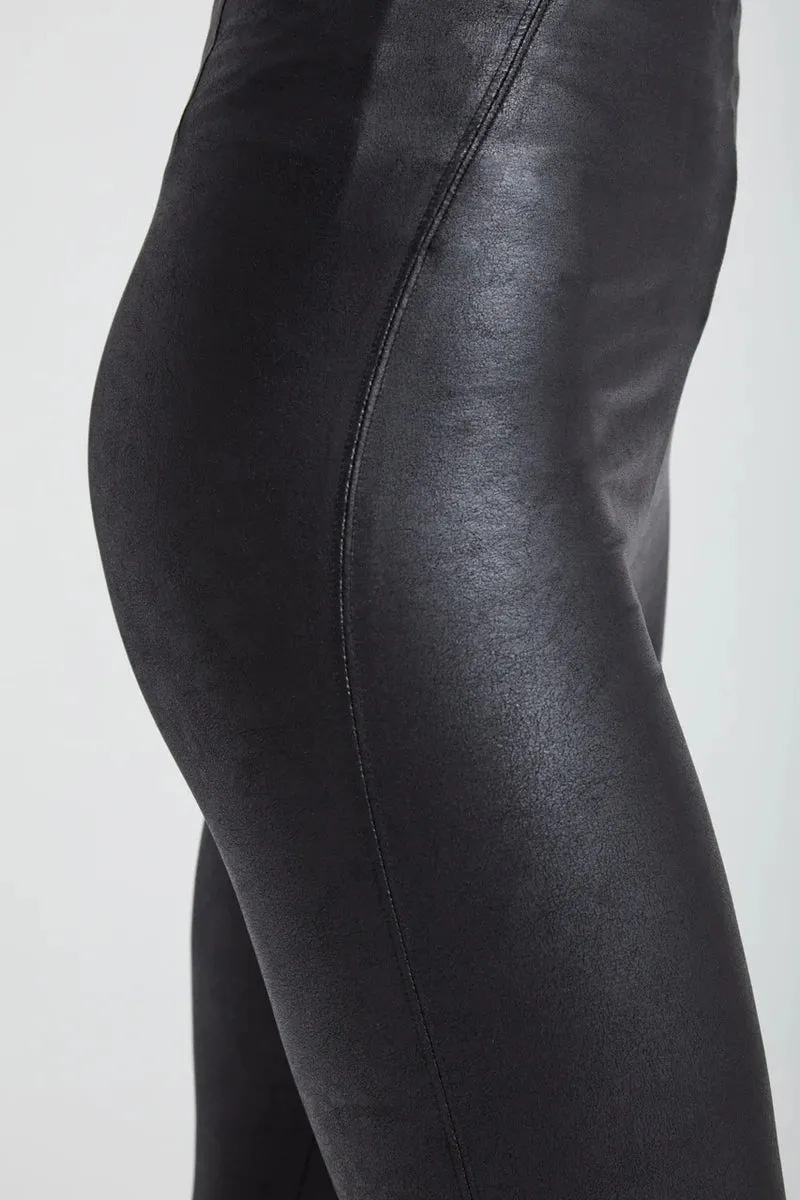Matilda Foil Vegan Faux Leather Legging - Black