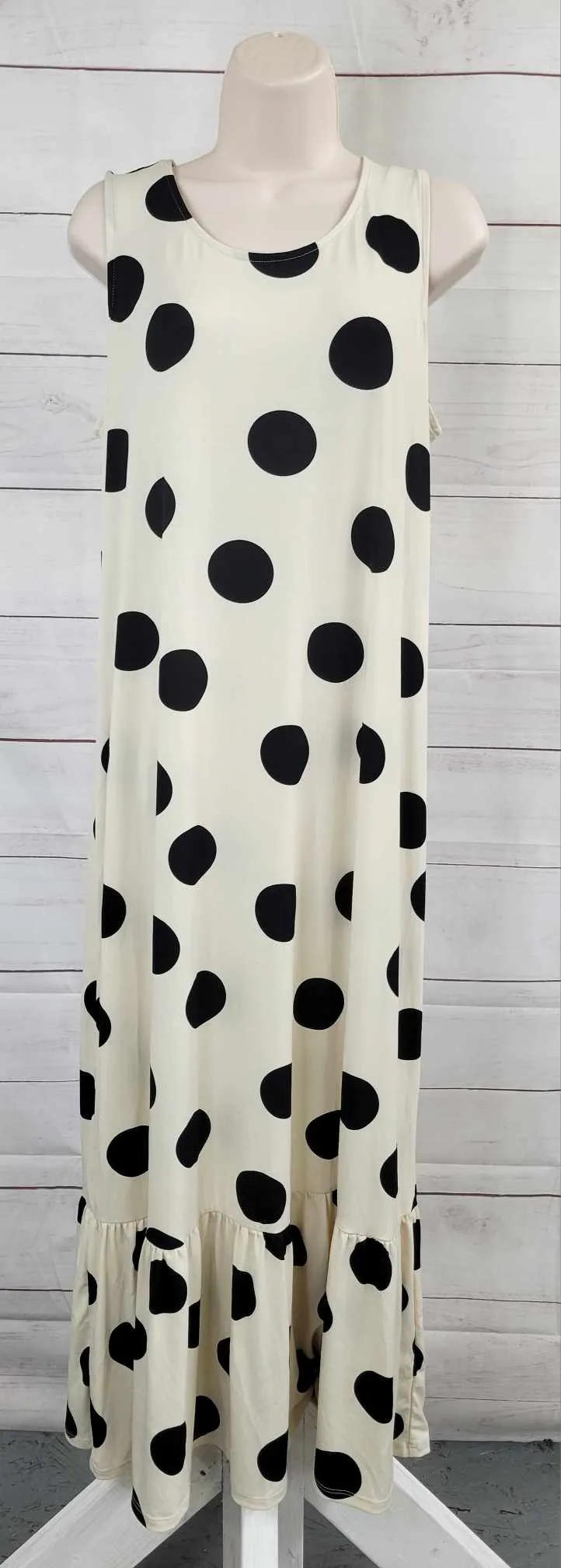 MEDIUM TAN/BLACK A491906 Truth   Style Petite Knit Printed Ruffle Midi Dress