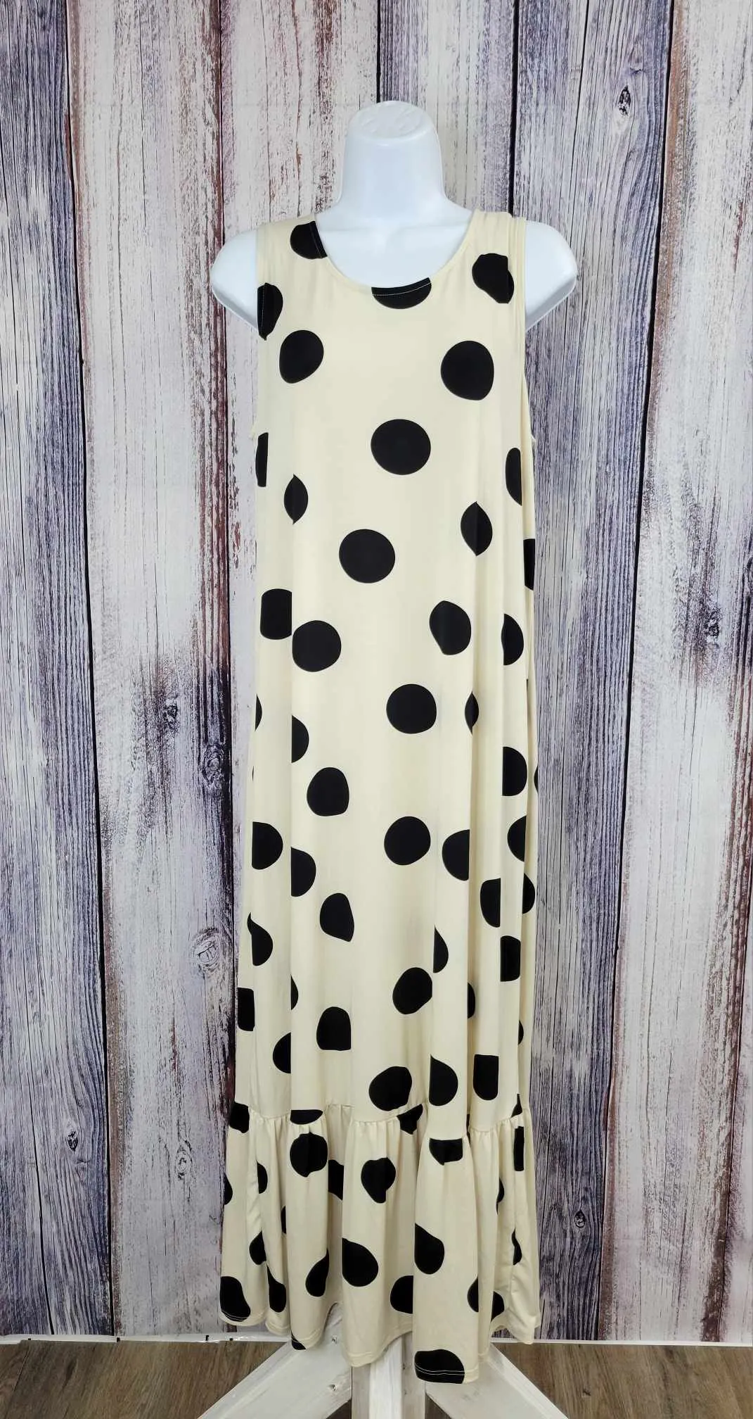 MEDIUM TAN/BLACK A491906 Truth   Style Petite Knit Printed Ruffle Midi Dress