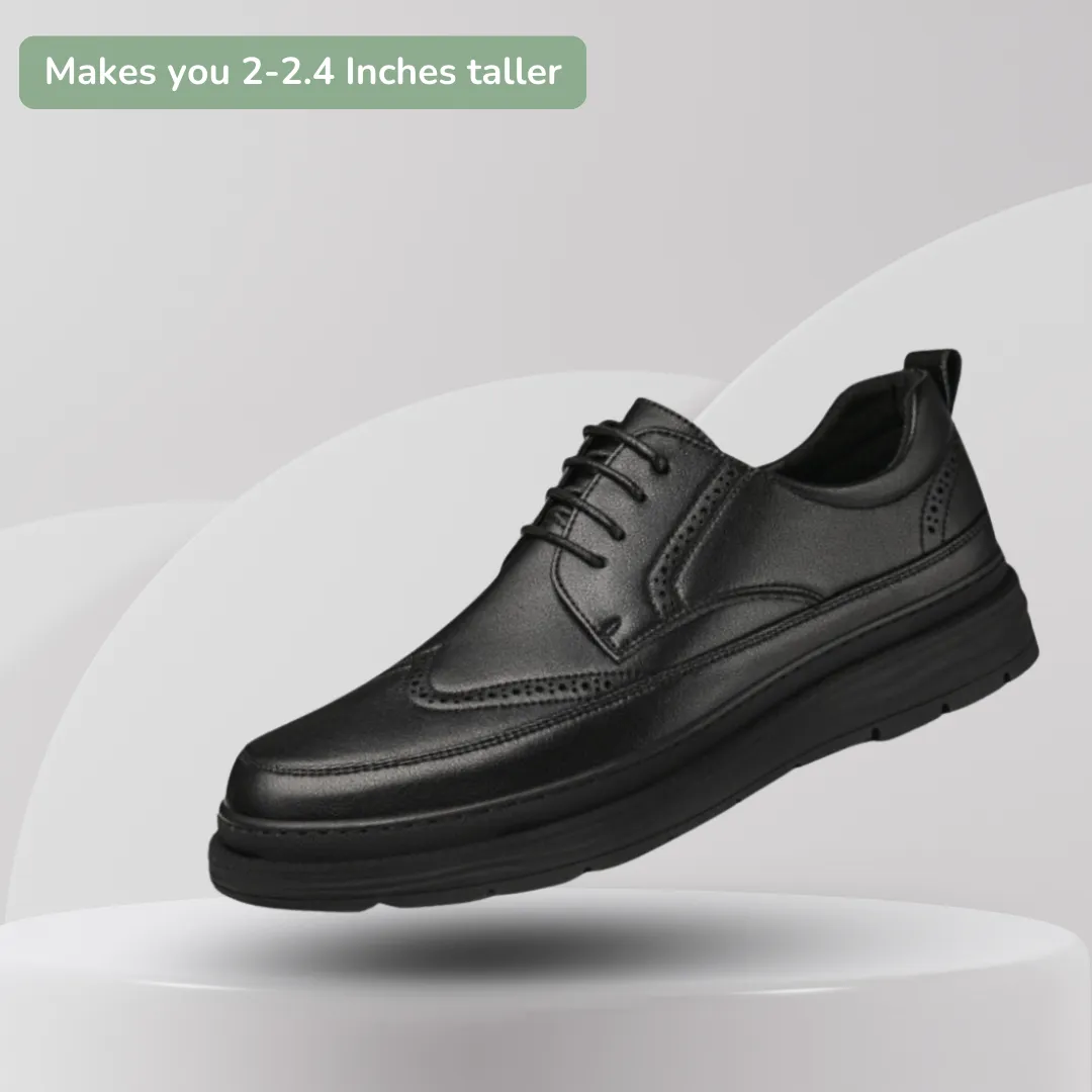 Men's Sleek Leather Slip-On Shoes 2 & 2.4 inches Lift