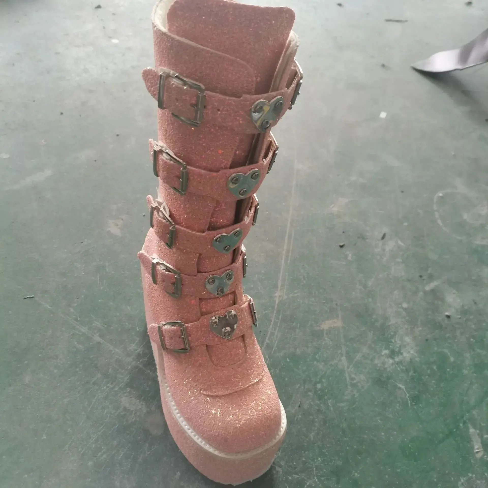 Metal Gothic Platform Punk Cosplay Wedges High Heel Boots