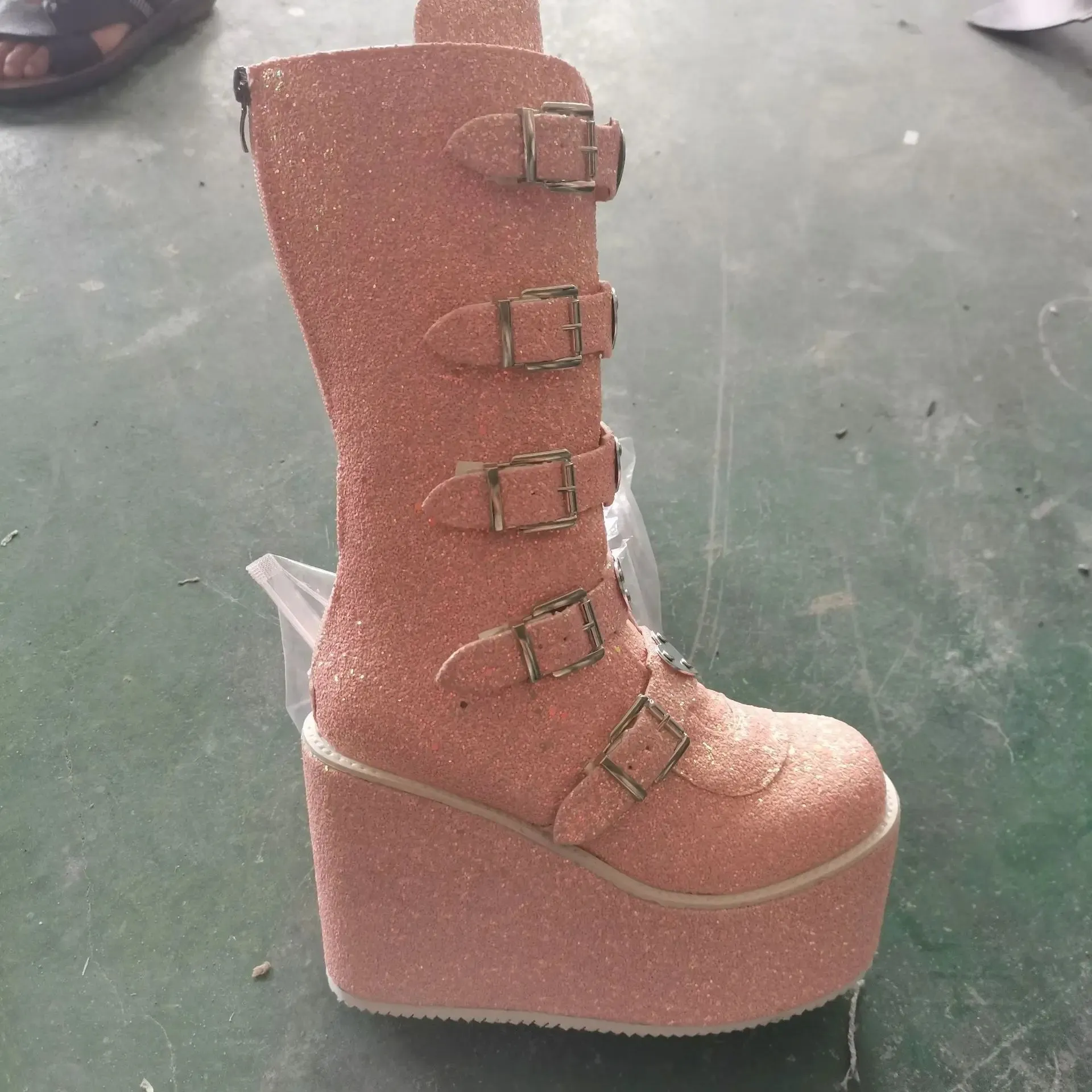 Metal Gothic Platform Punk Cosplay Wedges High Heel Boots