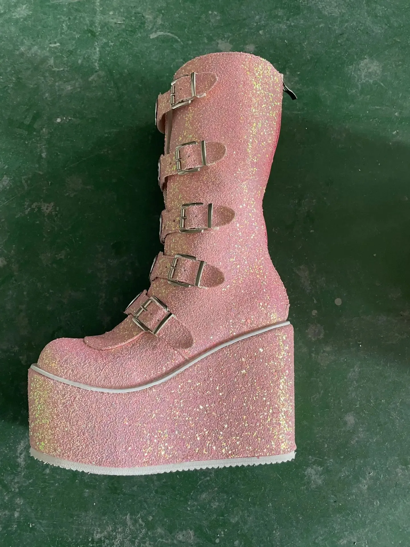 Metal Gothic Platform Punk Cosplay Wedges High Heel Boots