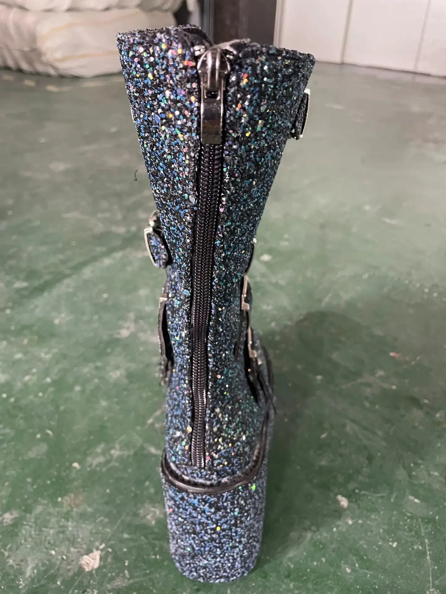 Metal Gothic Platform Punk Cosplay Wedges High Heel Boots