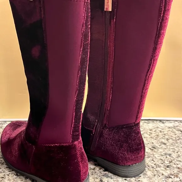 Michael Kors Emma Lily velour boots grade school new Plum Youth Girls Size 3