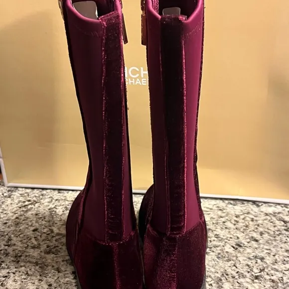 Michael Kors Emma Lily velour boots grade school new Plum Youth Girls Size 3