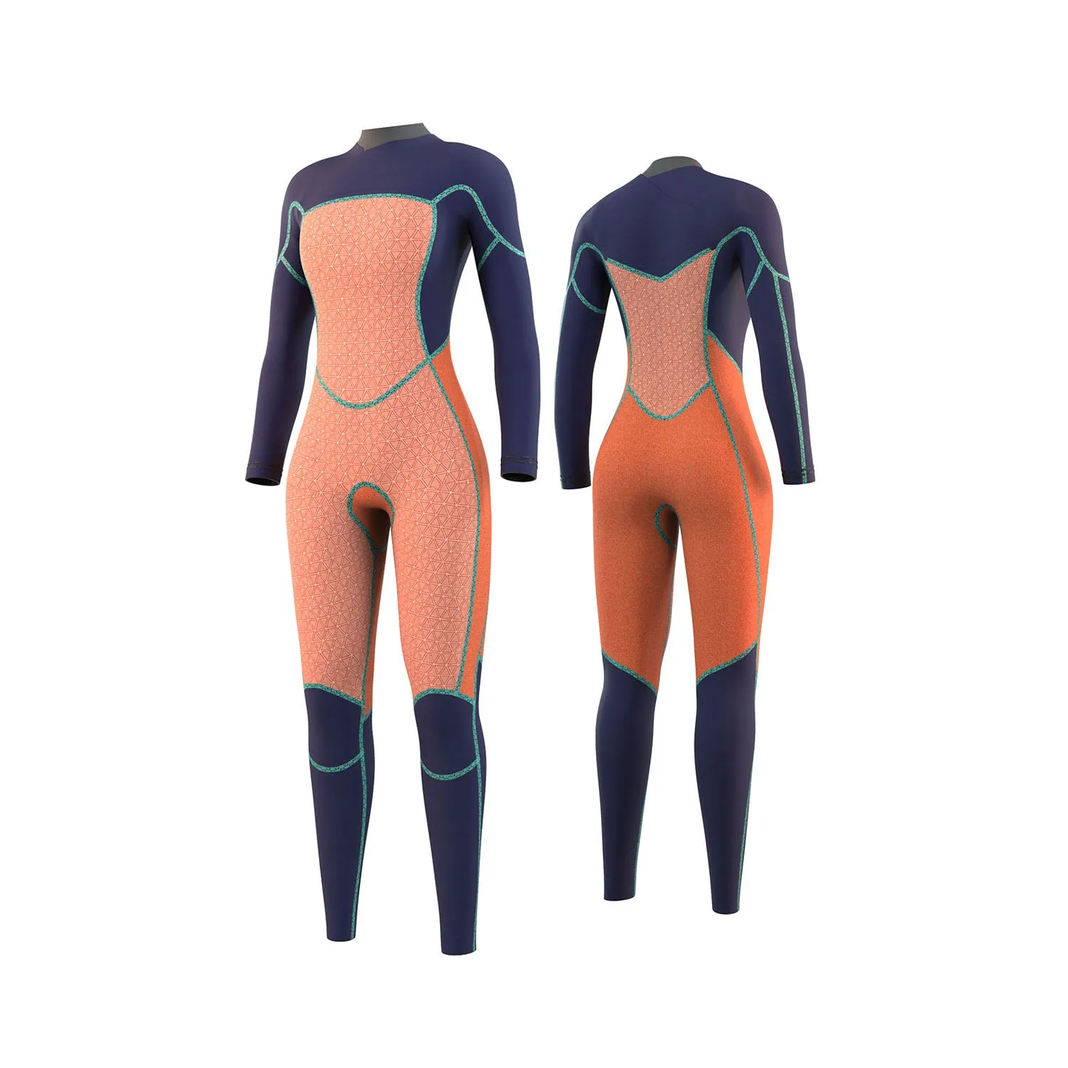 Mystic Women Jayde 5/4 Double Chest Zip Fullsuit Grey