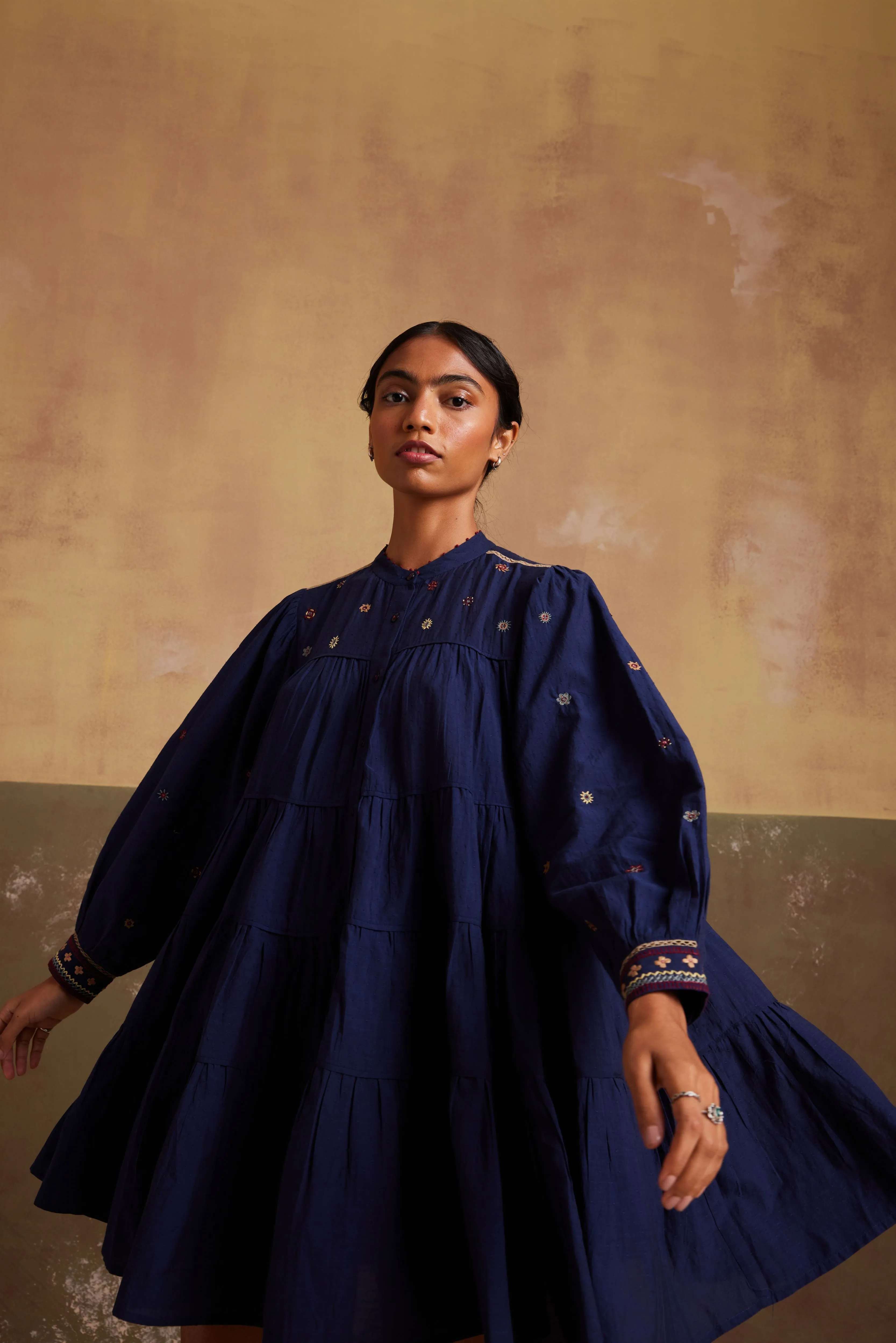 New Season Summer Fall 24-Dress Tier Cotton Indigo-SS24-TRD-IND-Fashion Edit Cord Studio