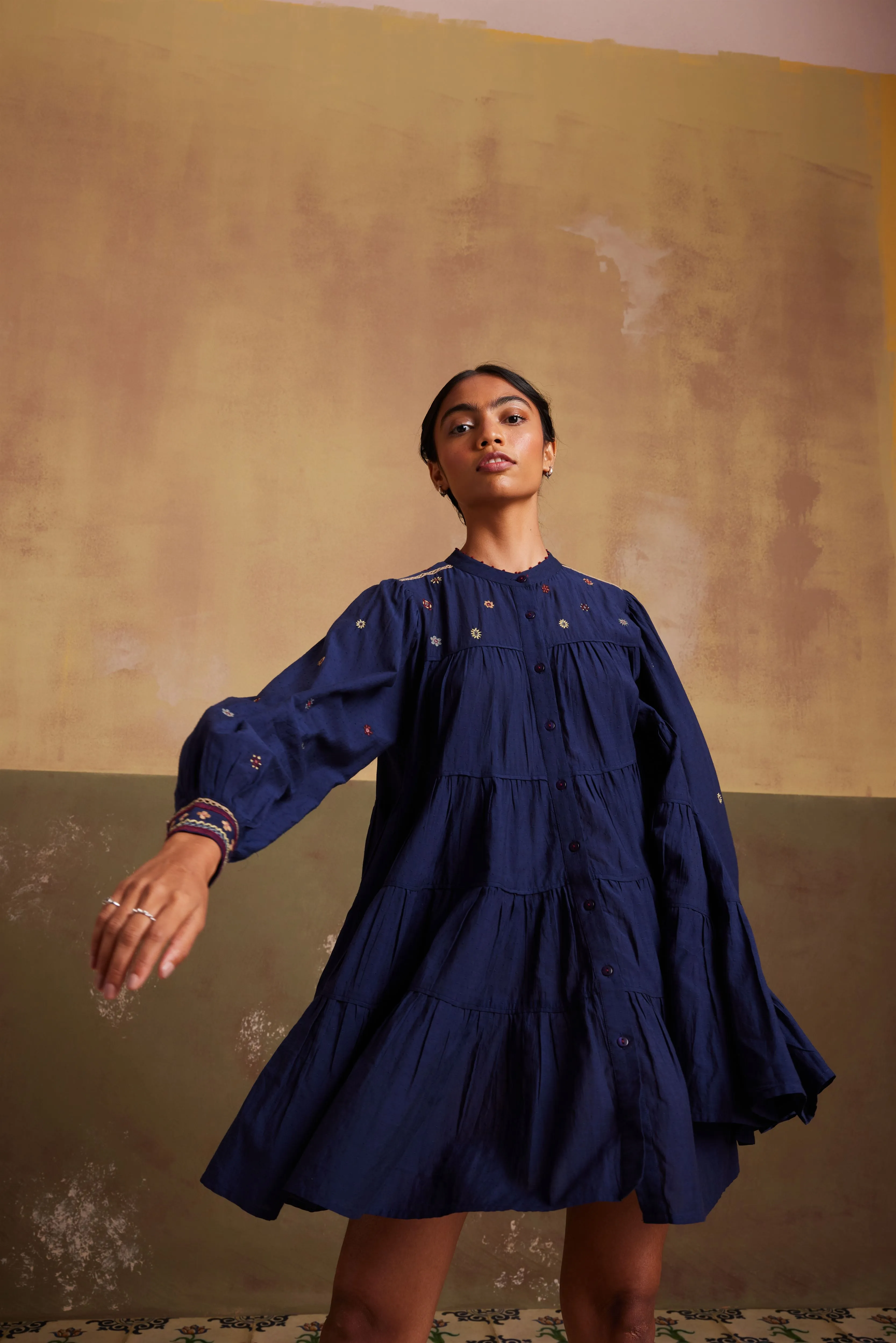 New Season Summer Fall 24-Dress Tier Cotton Indigo-SS24-TRD-IND-Fashion Edit Cord Studio