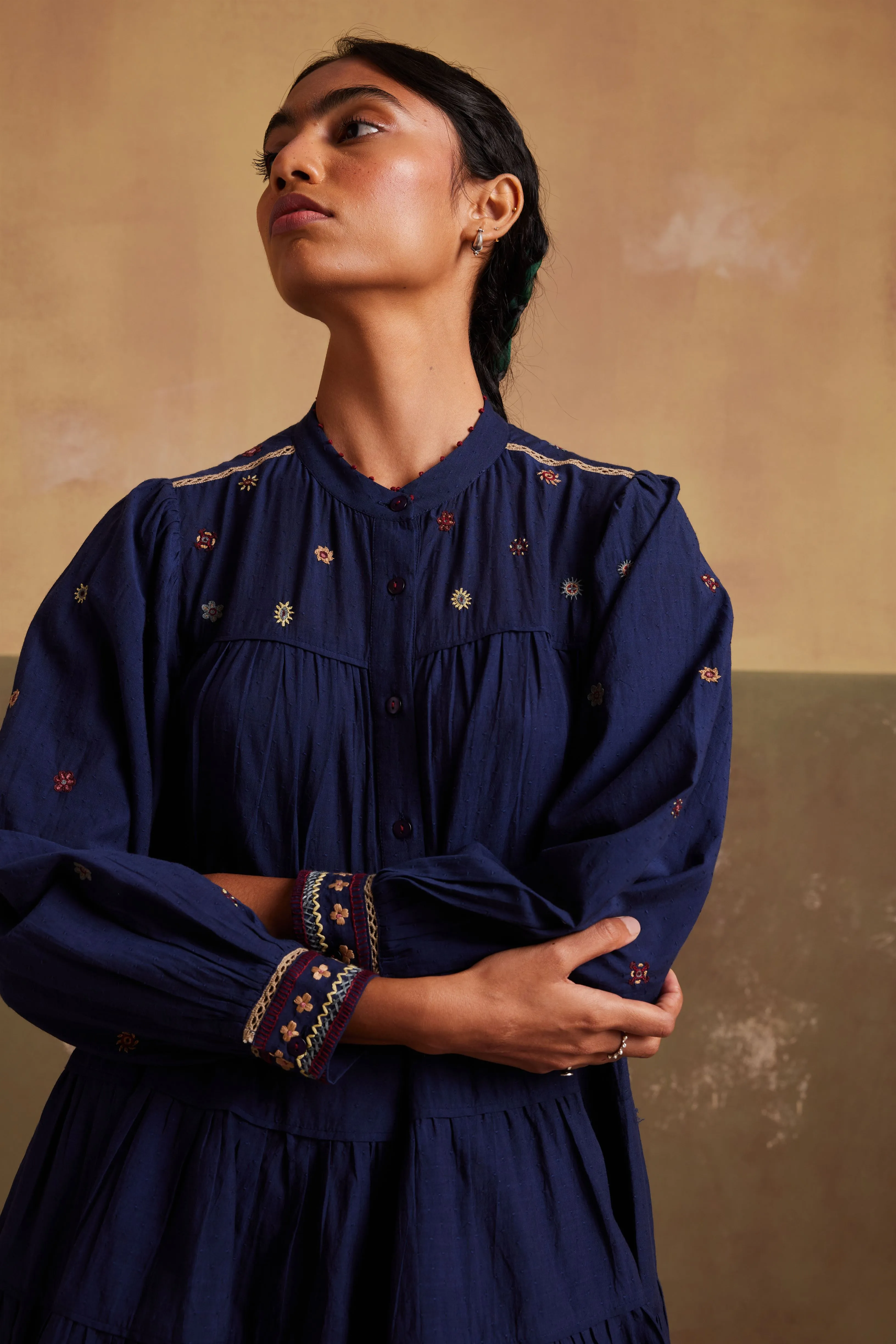 New Season Summer Fall 24-Dress Tier Cotton Indigo-SS24-TRD-IND-Fashion Edit Cord Studio