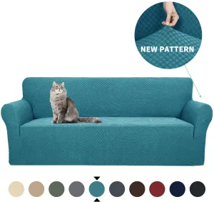 New YEMYHOM Checkered 2 Piece Couch Cover, High Stretch Thickened Sofa Cover for Dogs Pets Anti Slip Elastic Protector (XL Sofa, Teal) Retails $110 