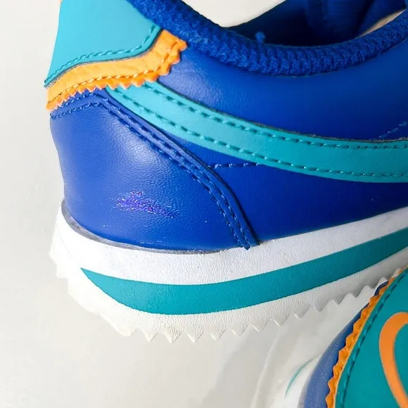 NIKE Cortez Basic Leather DBL GSIndigo Force Teal Sneaker Big Kids Youth Sz 5.5
