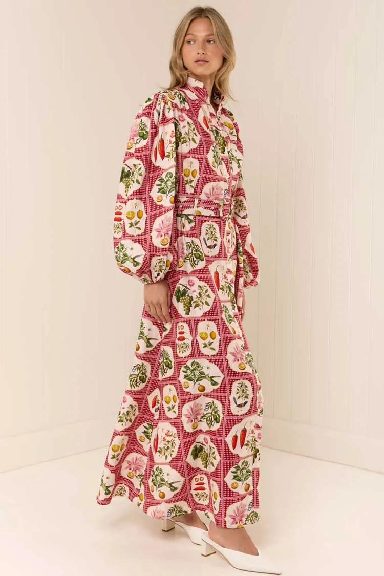 Noddy Dress in Pink Citrus Tile