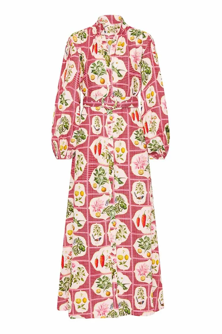 Noddy Dress in Pink Citrus Tile